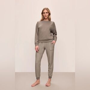 Eberjey Women's Small Toffee Reversible Plush Joggers Mid Rise Comfort Wear